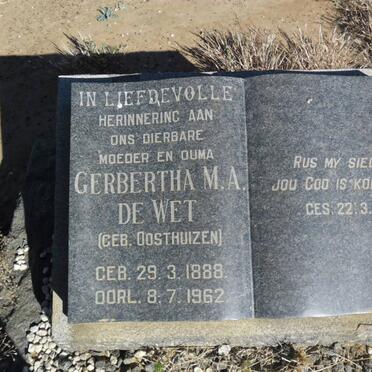 WET Gerbertha M.A., de nee OOSTHUIZEN 1888-1962