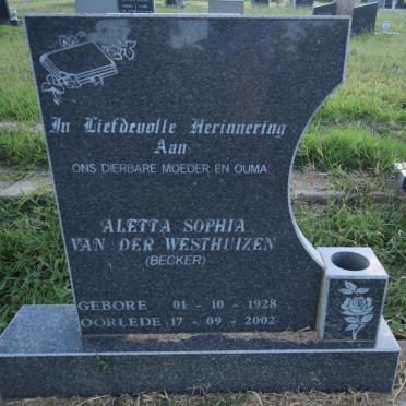 WESTHUIZEN Aletta Sophia, van der nee BECKER 1928-2002