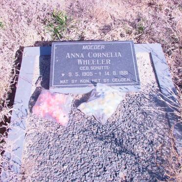 WHEELER Anna Cornelia nee SCHUTTE 1905-1981