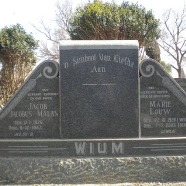 WIUM Jacob Jacobus Malan 1926-1957 :: BENNETT Marie Louw voorheen WIUM 1920-2003