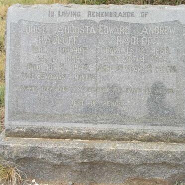 RADLOFF Edward Andrew 1856-1945 &amp; Louise Augusta FICHARDT 1859-1948