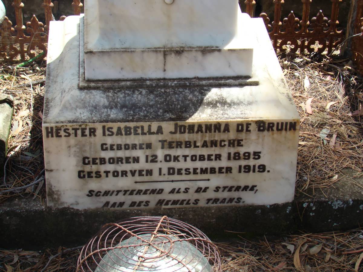 BRUIN Hester Isabella Johanna, de nee TERBLANCHE 1895-1919 _2