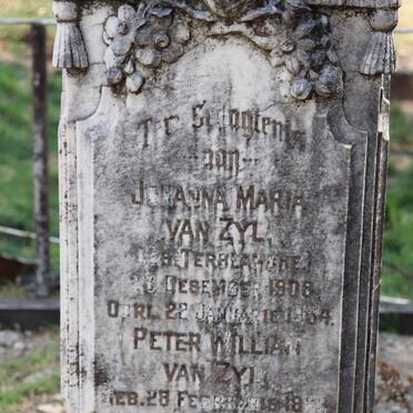 ZYL Johanna Maria, van nee TERBLANCHE 1908-1934 :: ZYL Peter William, van -1869