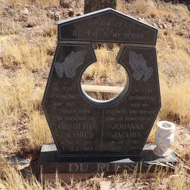 PLESSIS Gysbert Jacobus, du 1917-1997 &amp; Johanna Jacoba 1912-1994