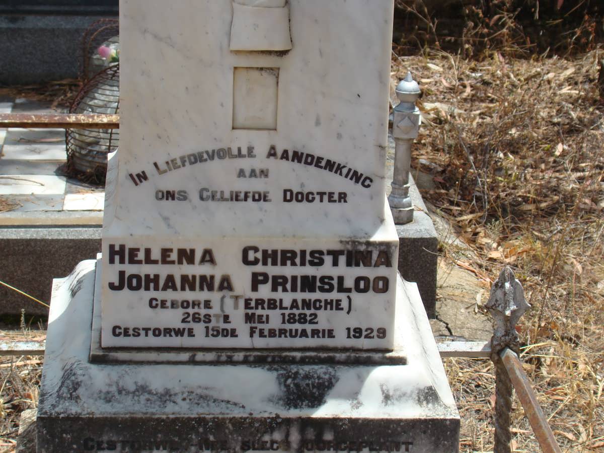 PRINSLOO Helena Christina Johanna nee TERBLANCHE 1882-1929