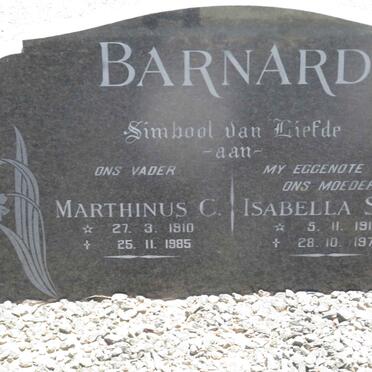 BARNARD Marthinus C. 1910-1985 &amp; Isabella S.H. 1915-1979