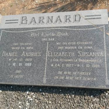 BARNARD Daniël Andries 1920-1999 &amp; Elizabeth Susanna Petronella BADENHORST 1927-1989