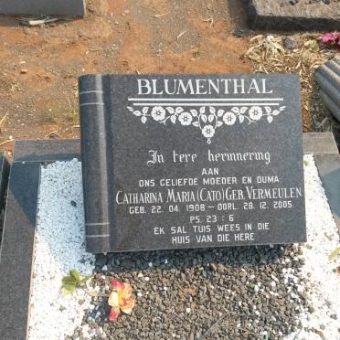 BLUMENTHAL Catharina Maria nee VERMEULEN 1908-2005