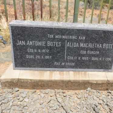 BOTES Jan Antonie 1872-1957 &amp; Alida Magrietha BURGER 1860-1956