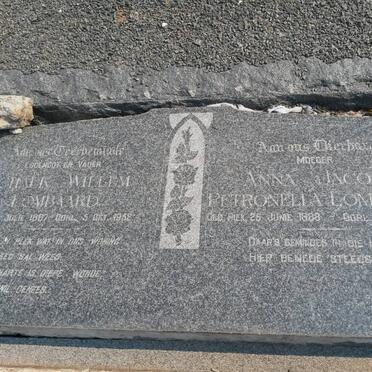 LOMBAARD Schalk Willem 1887-1952 &amp; Anna Jacoba Petronella 1888-1967