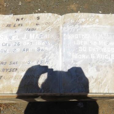 MARAIS Sarel J. 1853-1928 &amp; Dorothea M.M. V.D. MERWE 1860-1939