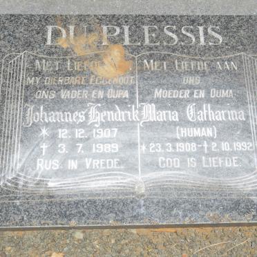 PLESSIS Johannes Hendrik, du 1907-1989 &amp; Maria Catharina HUMAN 1908-1992