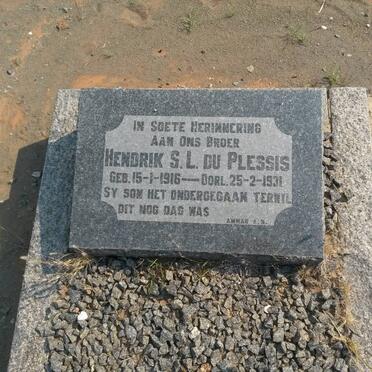 PLESSIS Hendrik S.L., du 1916-1931