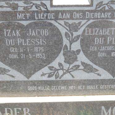PLESSIS Izak Jacob, du 1875-1953 &amp; Elizabeth Susanna JACOBS 1891-1976