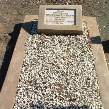 SCHALKWYK Maria S., van nee BOSHOFF 1861-1940