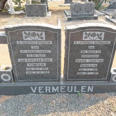 VERMEULEN Jan Bastiaan Rabie 1905-1959 &amp; Hester Christina 1910-1987