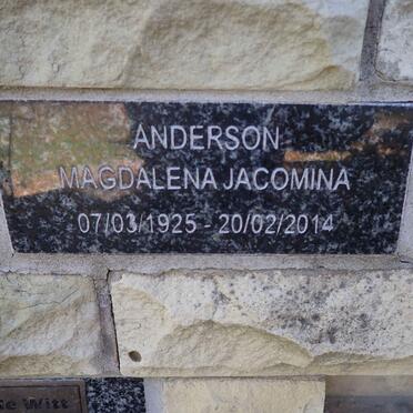 ANDERSON Magdalena Jacomina 1925-2014