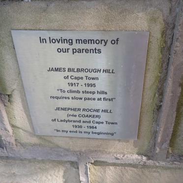 HILL James Bilbrough 1917-1995 :: HILL Jenepher Roche nee COAKER 1930-1984