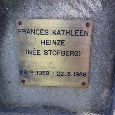HEINZE Frances Kathleen nee STOFBERG 1939-1986