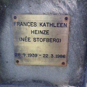 HEINZE Frances Kathleen nee STOFBERG 1939-1986