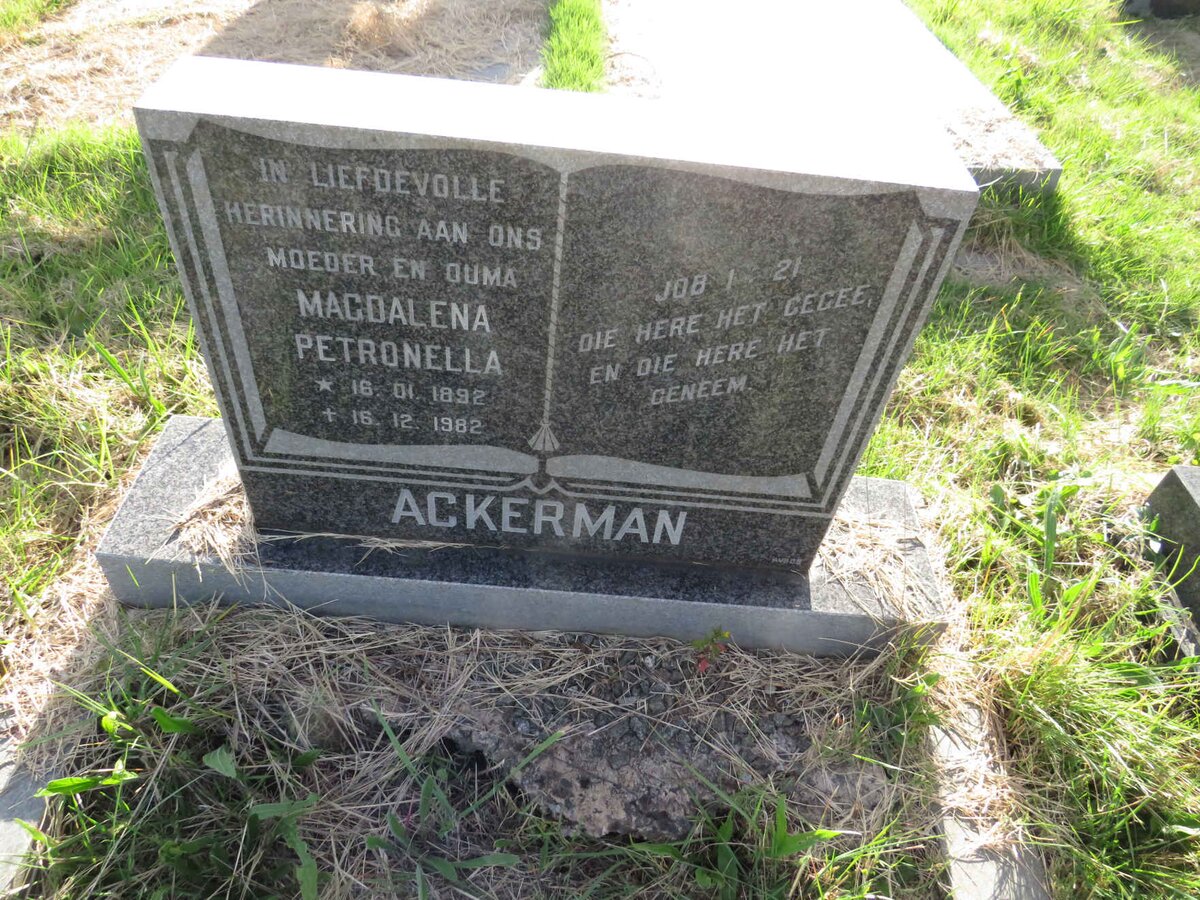 ACKERMAN Magdalena Petronella 1892-1982