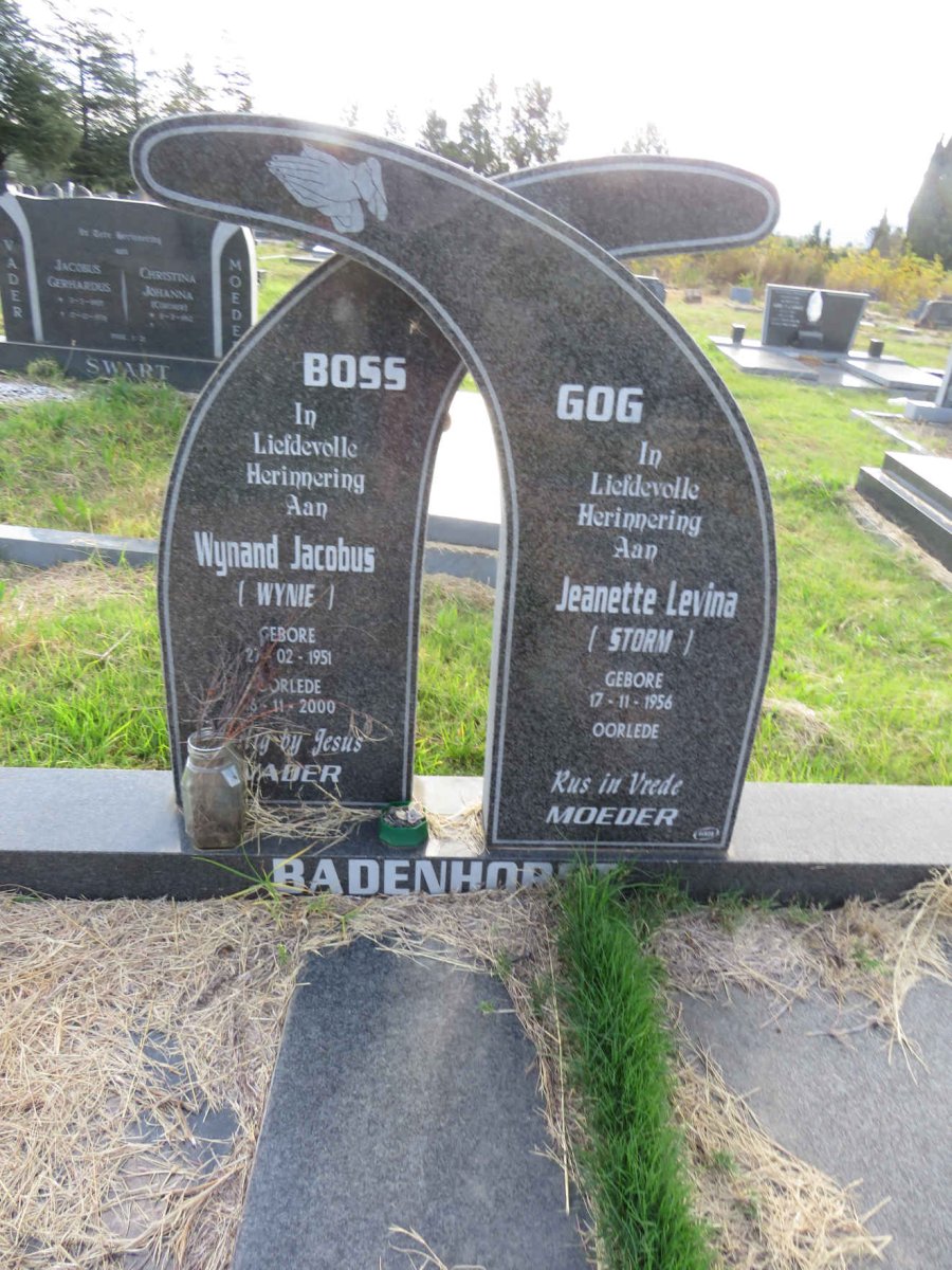 BADENHORST Wynand Jacobus 1951-2000 & Jeanette Levina STORM 1956-