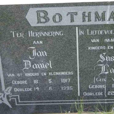 BOTHMA Jan Daniel 1917-1995 &amp; Susanna Lasya V.D. BERG 1919-1988