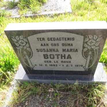 BOTHA Susanna Maria nee LE ROUX 1893-1978