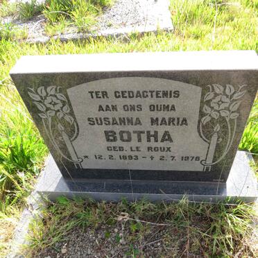 BOTHA Susanna Maria nee LE ROUX 1893-1978