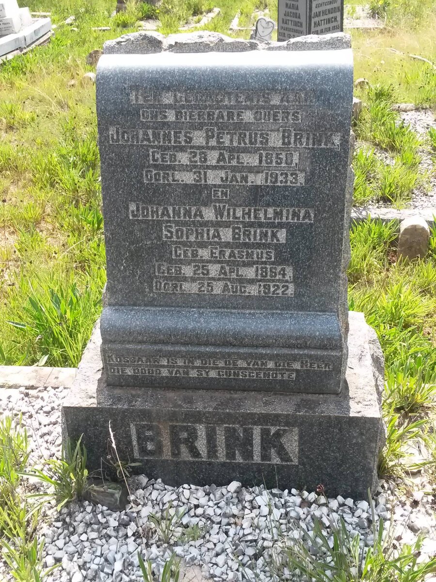 BRINK Johannes Petrus 1850-1933 &amp; Johanna Wilhelmina Sophia ERASMUS 1864-1922