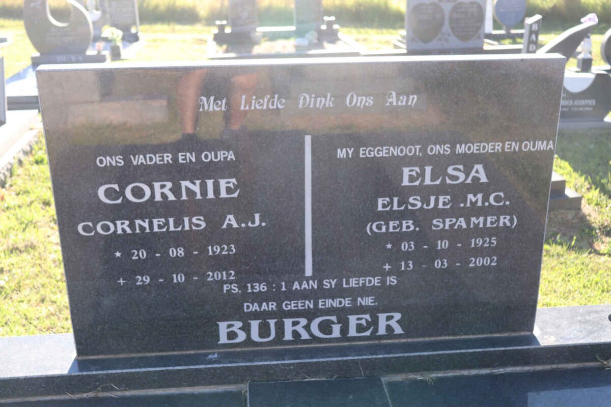 BURGER Cornelis A.J. 1923-2012 & Elsje M.C. SPAMER 1925-2002