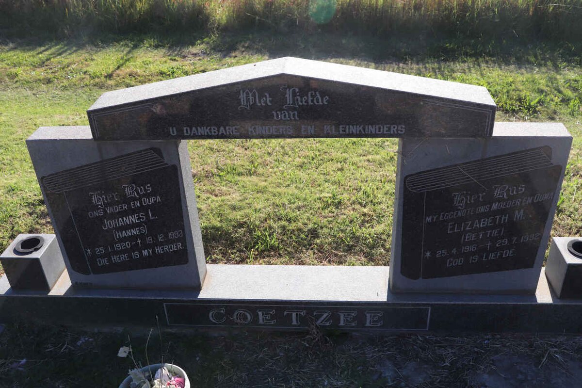 COETZEE Johannes L. 1920-1993 & Elizabeth M. 1916-1992