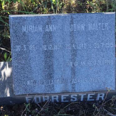 FORRESTER John Walter 1840-1919 & Miriam Ann 1851-1934