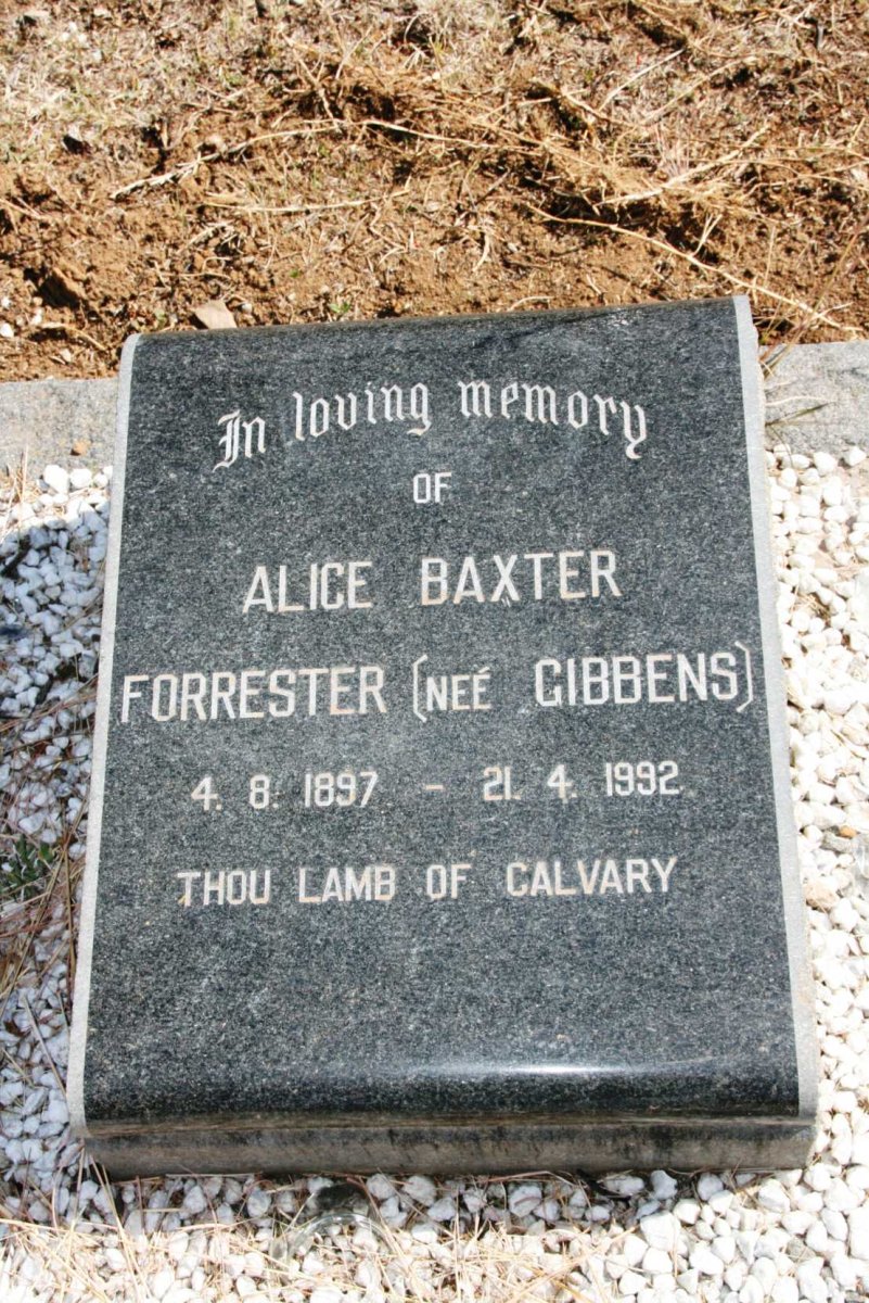 FORRESTER Alice Baxter nee GIBBENS 1897-1992