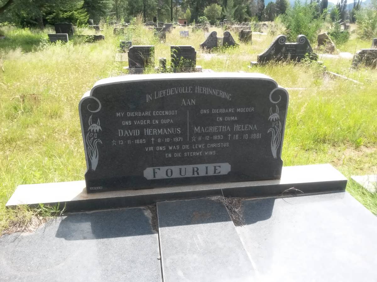 FOURIE David Hermanus 1885-1971 &amp; Magrietha Helena 1893-1981
