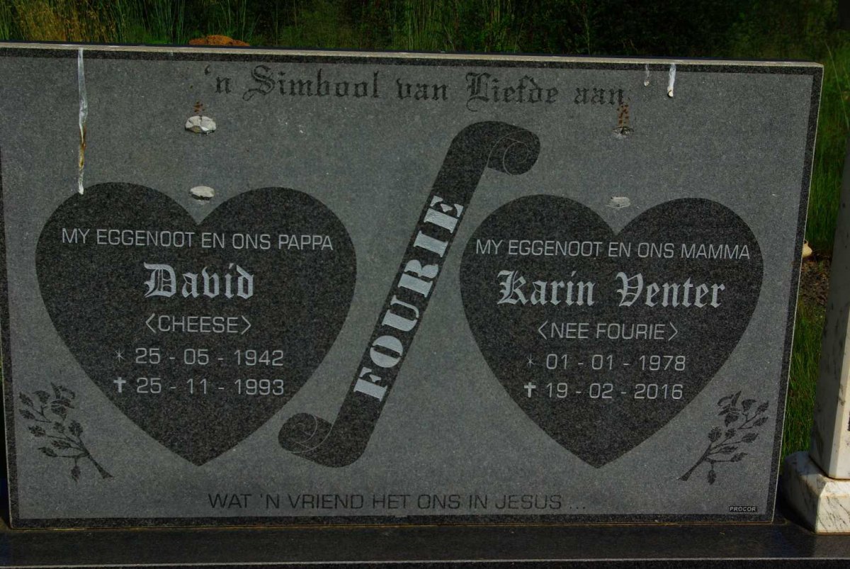 FOURIE David 1942-1993 :: VENTER Karin nee FOURIE 1978-2016