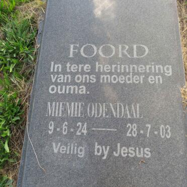 FOORD Miemie Odendaal 1924-2003