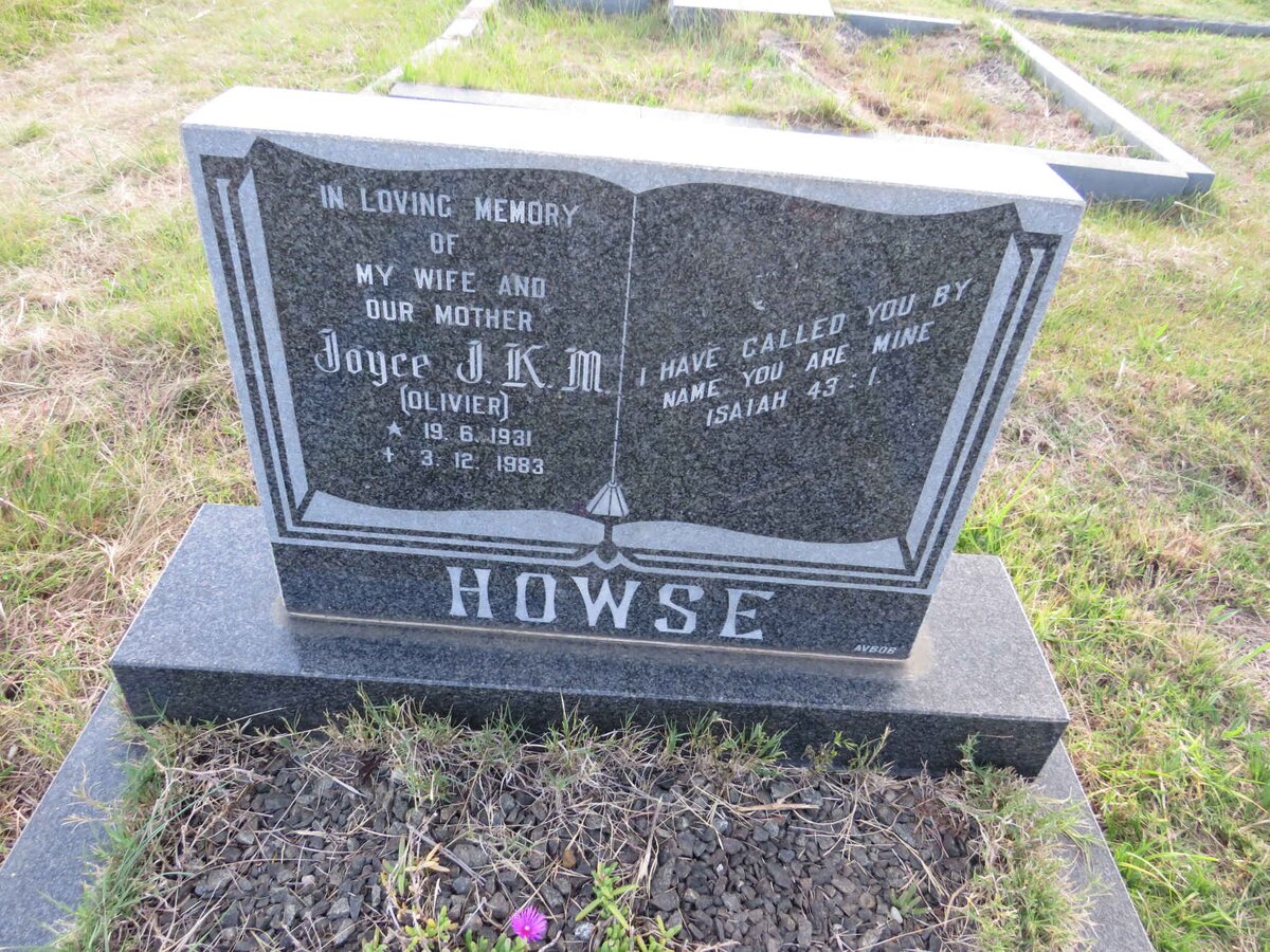 HOWSE Joyce J.K.M. nee OLIVIER 1931-1983