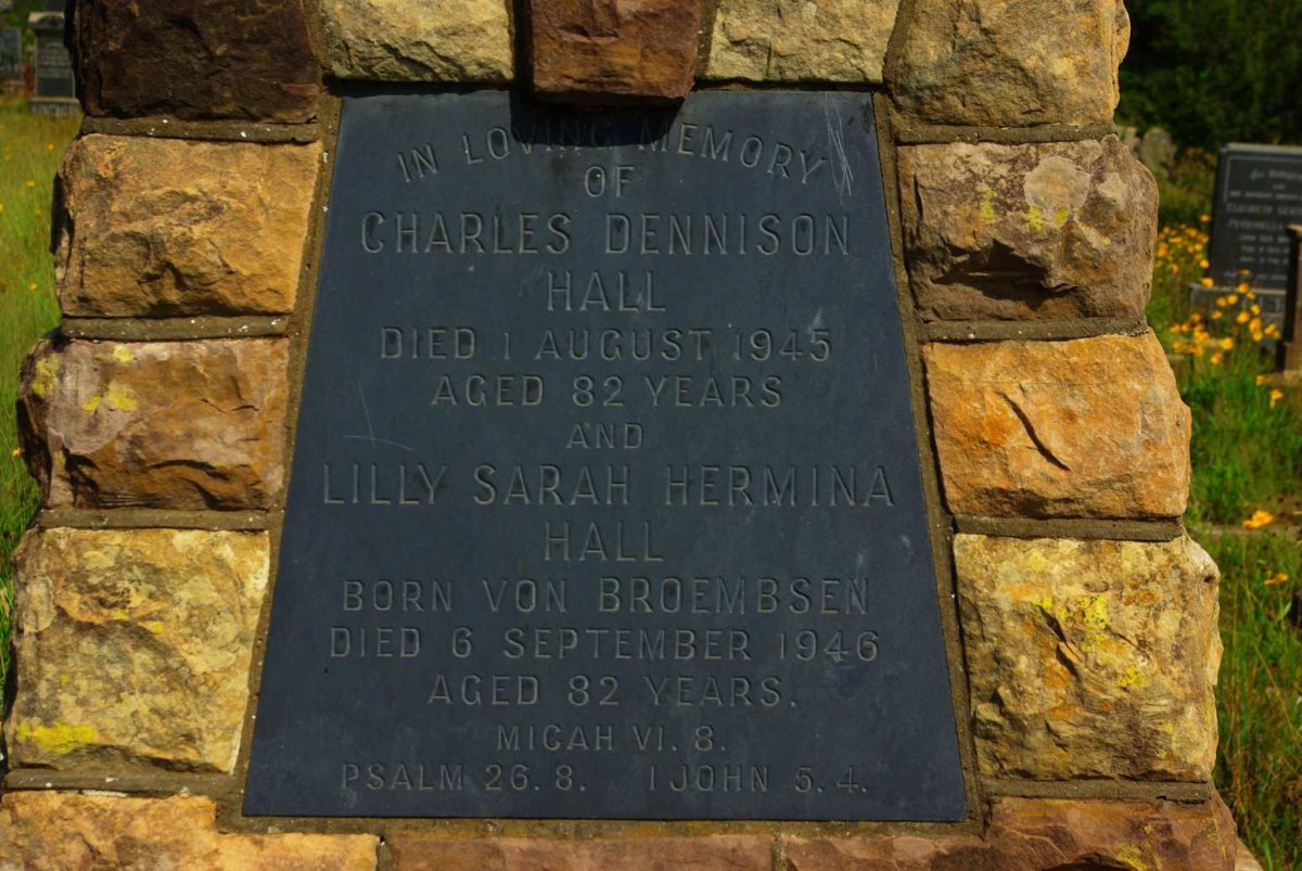 HALL Charles Dennison -1945 &amp; Lilly Sarah Hermina BROEMBSEN -1946