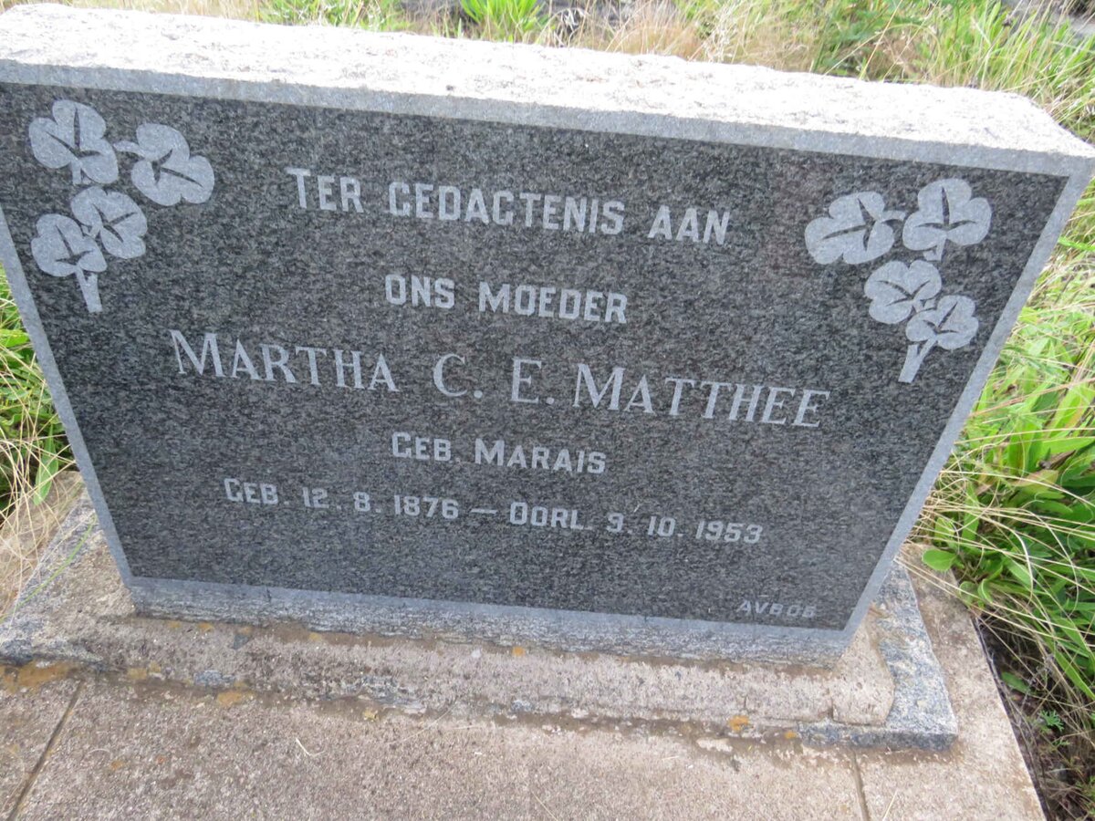 MATTHEE Martha C.E. nee MARAIS 1876-1953