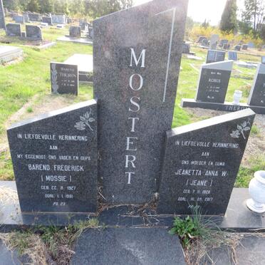 MOSTERT Barend Frederick 1927-1981 & Jeanetta Anna W. 1928-2017
