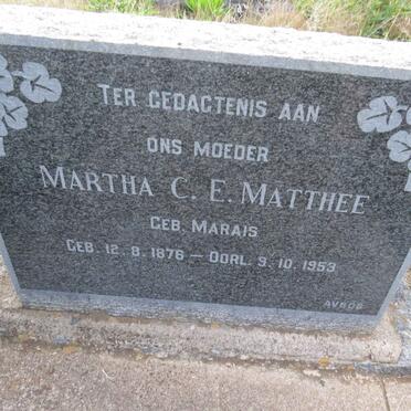 MATTHEE Martha C.E. nee MARAIS 1876-1953