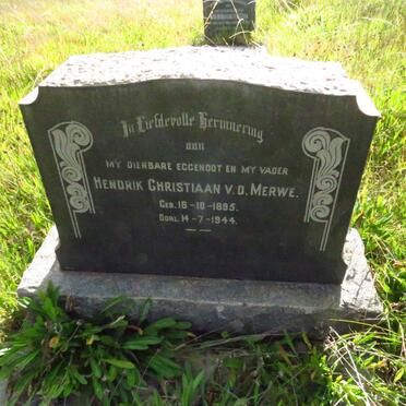 MERWE Hendrik Christiaan, v.d. 1895-1944