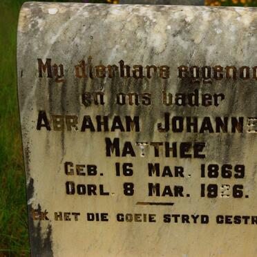 MATTHEE Abraham Johannes 1869-1926