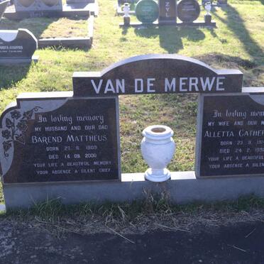 MERWE Barend Mattheus, van de 1909-2000 & Alletta Catherina 1914-1992
