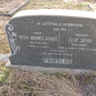 PRINSLOO Pieter Johannes Jacobus 1884-1967 & Ellie Sophia BRINK 1881-1961
