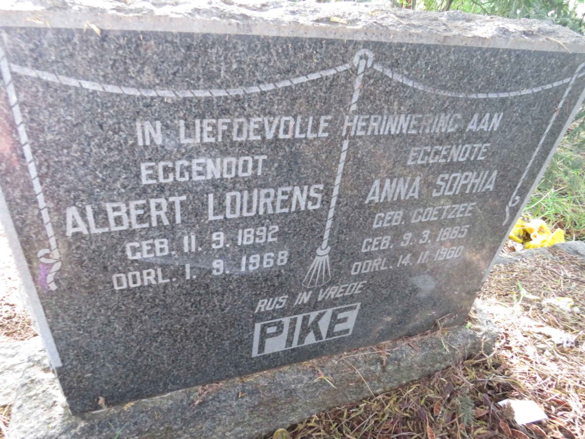 PIKE Albert Lourens 1892-1968 & Anna Sophia COETZEE 1885-1960