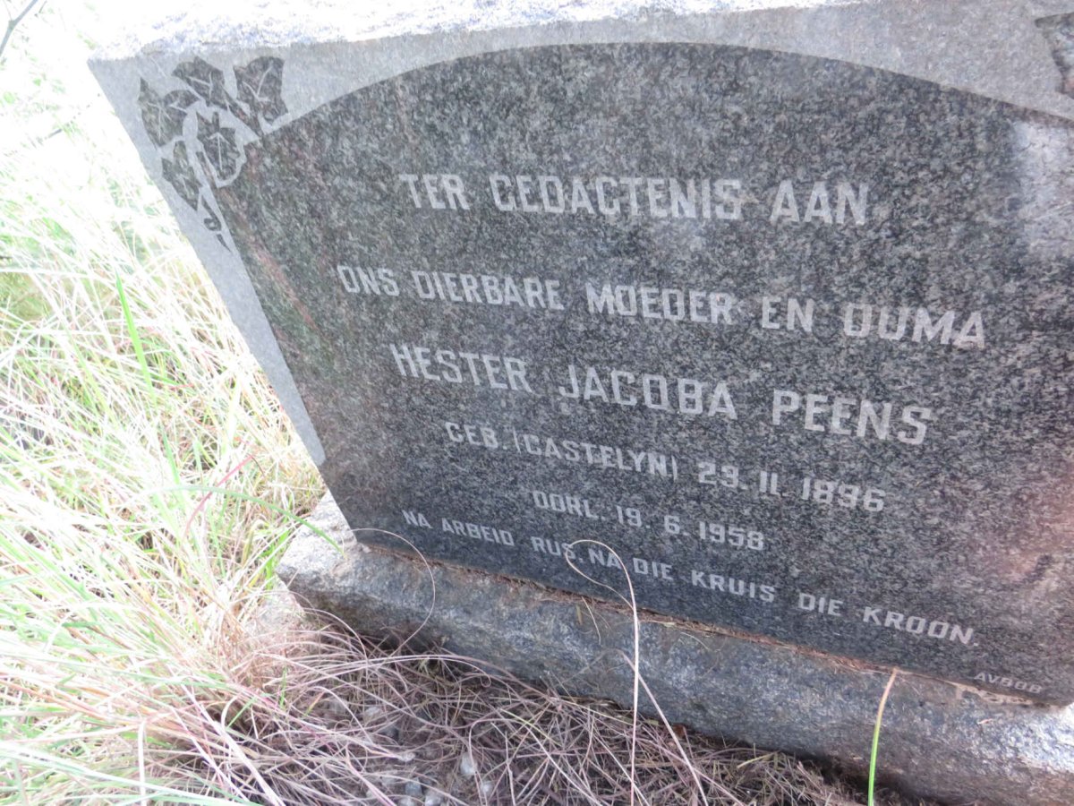 PEENS Hester Jacoba nee CASTELYN 1896-1958