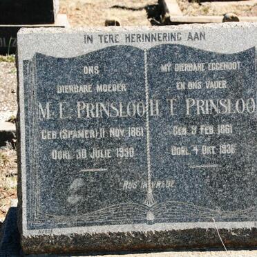 PRINSLOO H.T. 1861-1936 & M.E. SPAMER 1861-1950
