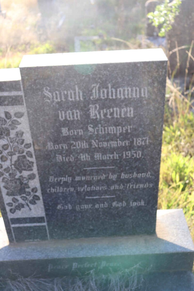 REENEN Sarah Johanna, van nee SCHIMPER 1871-1950